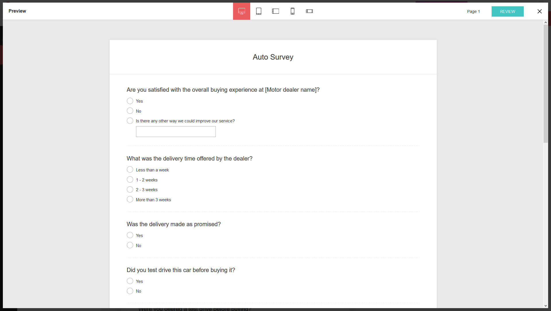 Zoho Survey Screenshot